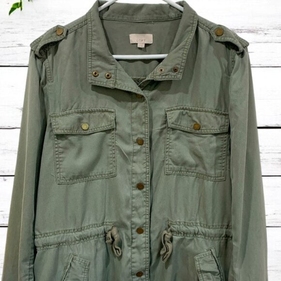 LOFT Army Green Military Style Jacket Women's Size XL - Picture 1 of 9